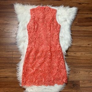 Alessandro Miele Women’s Orange/Peach High Neck Lace Cocktail Dress Size M EUC